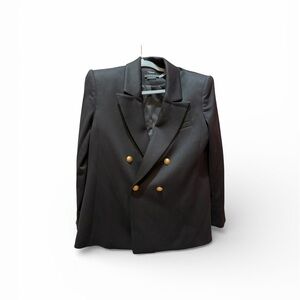 Alice & Olivia Black Double-Breasted Women's Blazer with gold buttons. Size 8